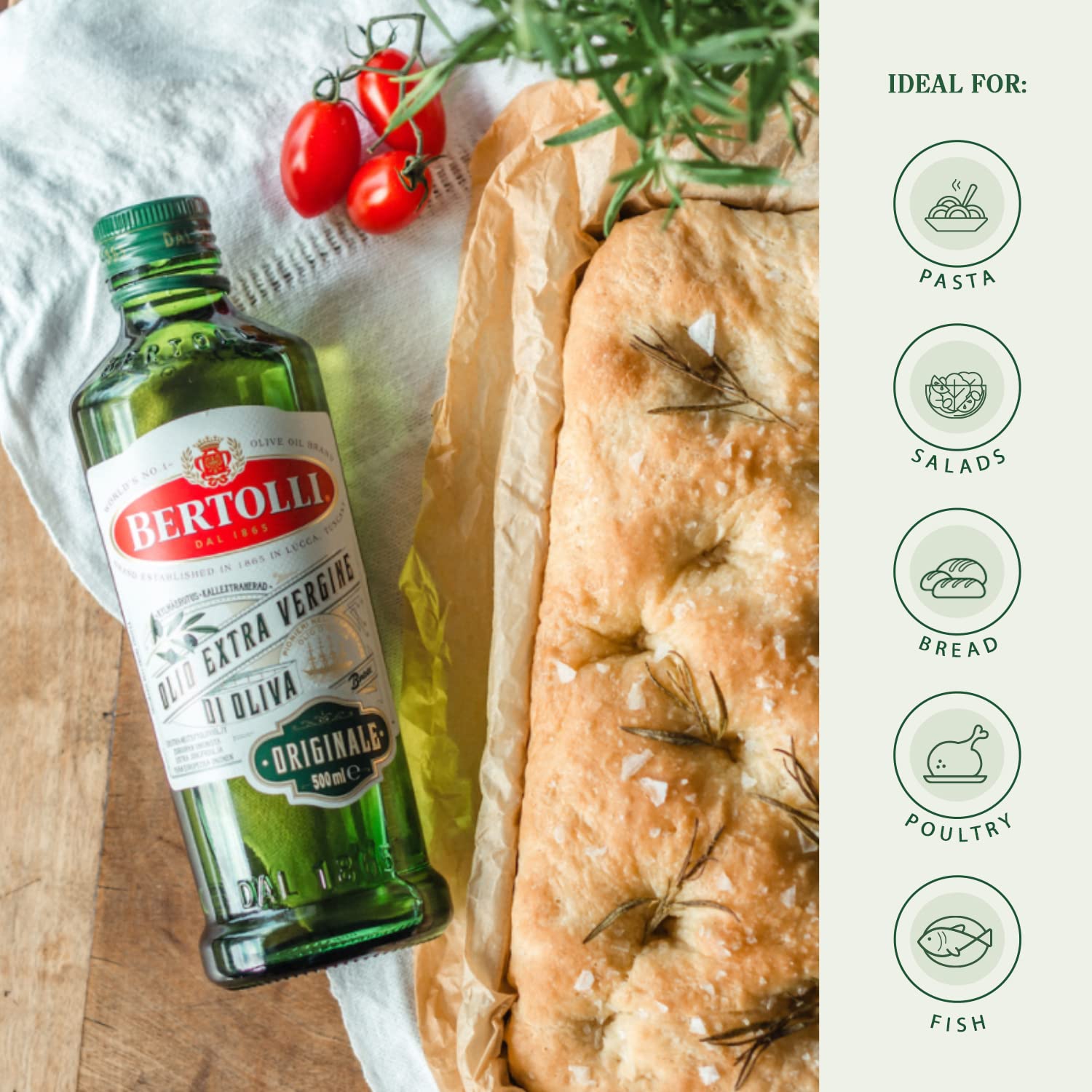 Bertolli Extra Virgin Olivenöl Original Olivenöl Extra Virgin Flasche, 6er Pack (6 x 500 ml)