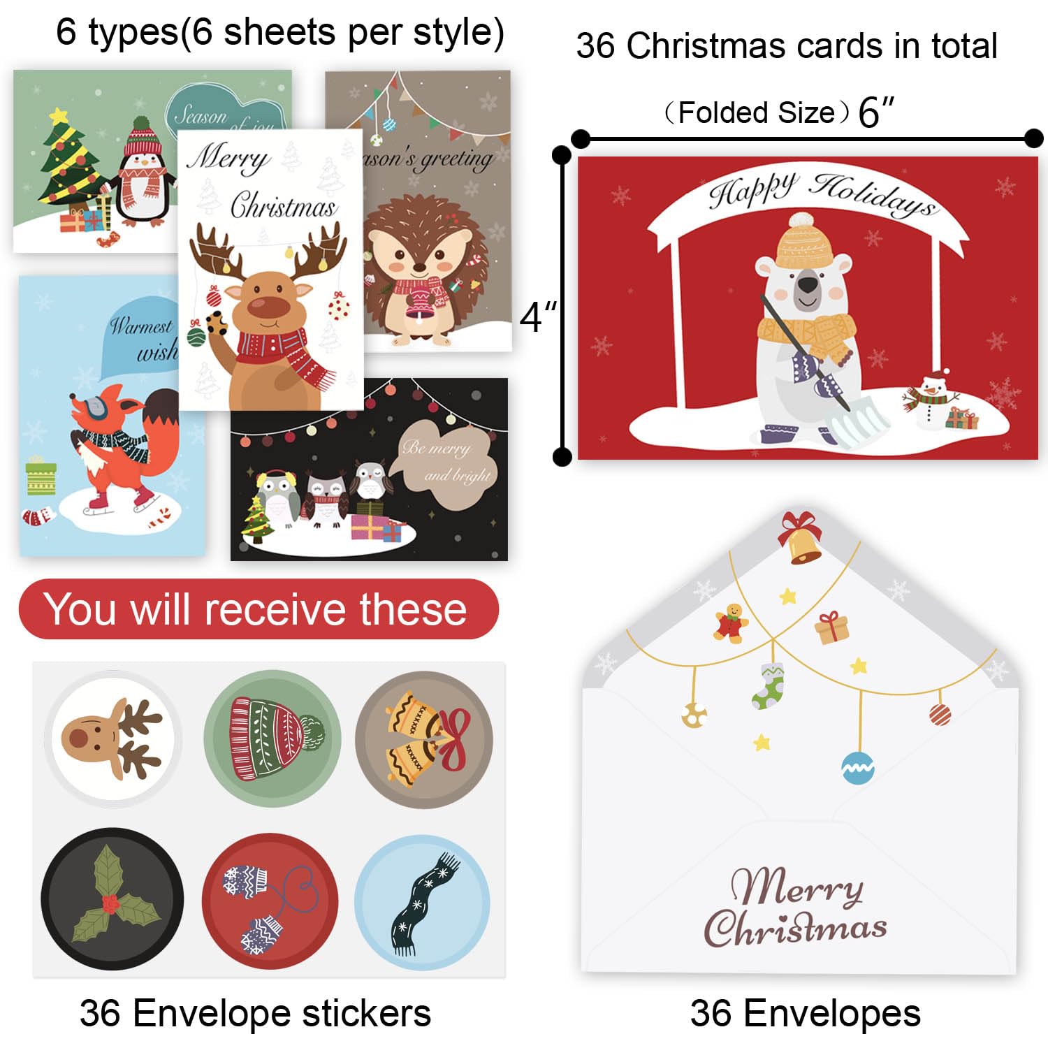 Amazon.com : UPLAVIE Christmas Cards, 36pcs Merry Christmas Greeting Cards with Envelopes and Stickers, 6 Woodland Animals Design Holiday Card for Winter Christmas Season, Holiday Gift Giving, Xmas Gifts Cards : Office Products amazon-com-uplavie-christmas-cards-36pcs-merry-christmas-greeting-cards-with-envelopes-and-stickers-6-woodland-animals-design-holiday-card-for-winter-christmas-season-holiday-gift-giving-xmas-gifts-cards-office-products