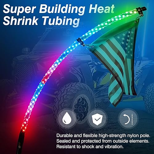 Miniatura 6 de SUZCO 2 luces LED PRO resistentes de 4 pies con luces LED en espiral gruesas para ATV UTV con IR para lado a lado, 366 luces LED de persecución