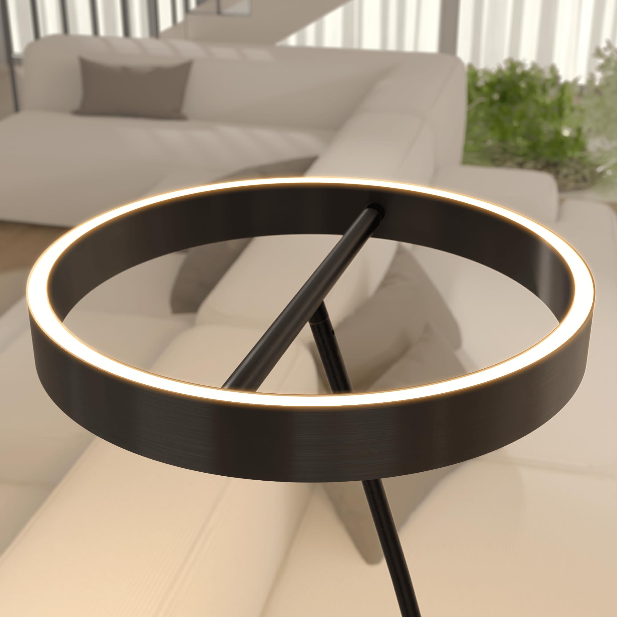 NEONA SOLA LED Stehleuchte Schwarz Aluminium Dimmbar, Stehlampe mit Fernbedienung warmweiß bis kaltweiß 180° Schwenkbar, Wohnzimmer Leselampe (Schwarz)
