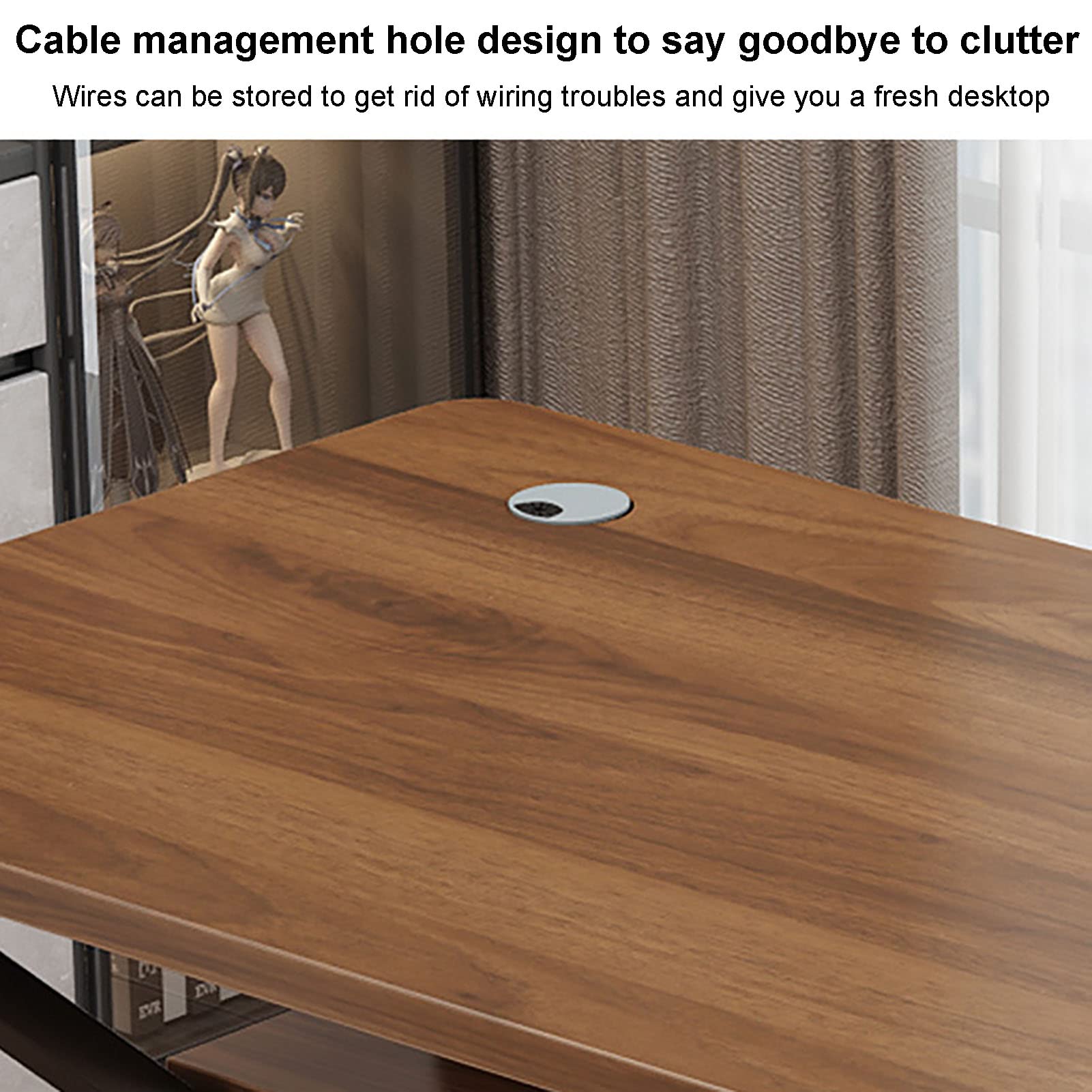 Ergonomiczne biurko komputerowe w kształcie litery K, porty USB, stół do gier do domowego biura, gabinetu i stacji roboczej, 100 x 60 x 76 cm, czarny