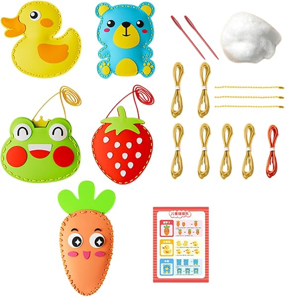 Felt Sewing Craft Kit | EVA Animal Sewing Craft Kit for Kids | Sewing Kit for Kids Cute Shapes | Sewing Kit Handmade Sewing Fun Kit | Handmade Sewing Fun Set with Punched Holes for Sewing and Learning - 1