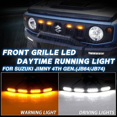 Miniatura 2 de Autorder Compatible con luces LED para parrilla Suzuki Jimny 2018-2022 2023 2024 2025 JB64W JB74W Accesorios Bombillas delanteras de advertencia con