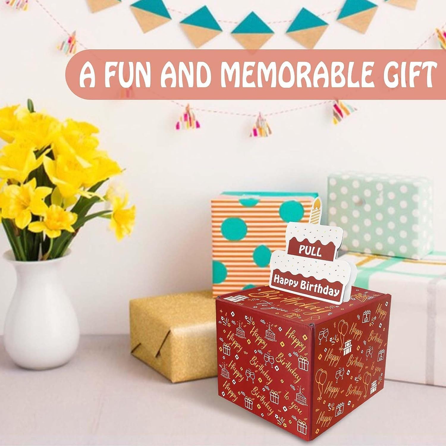 Set Regalo con Palloncini, Cesto di Fiori per Compleanno, Decorazione Sorpresa per Feste, Palloncini Bobo in Scatola Trasparente, Decorazioni per Matrimoni