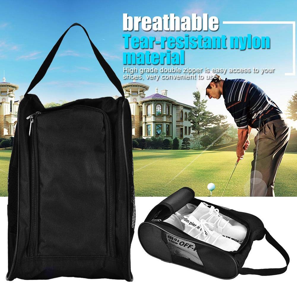 Bolsa de Zapatos de Golf Bolsa de Zapatos con Cremallera Transpirable de Deportivos de Almacenamiento de Golf 2 Colores para Elegir(Negro) Fundas Bolsas