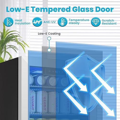 Miniatura 5 de Refrigerador y enfriador de bebidas de 17 pulgadas, mini refrigerador de bebidas de 116 latas con puerta de vidrio reversible para refrescos,