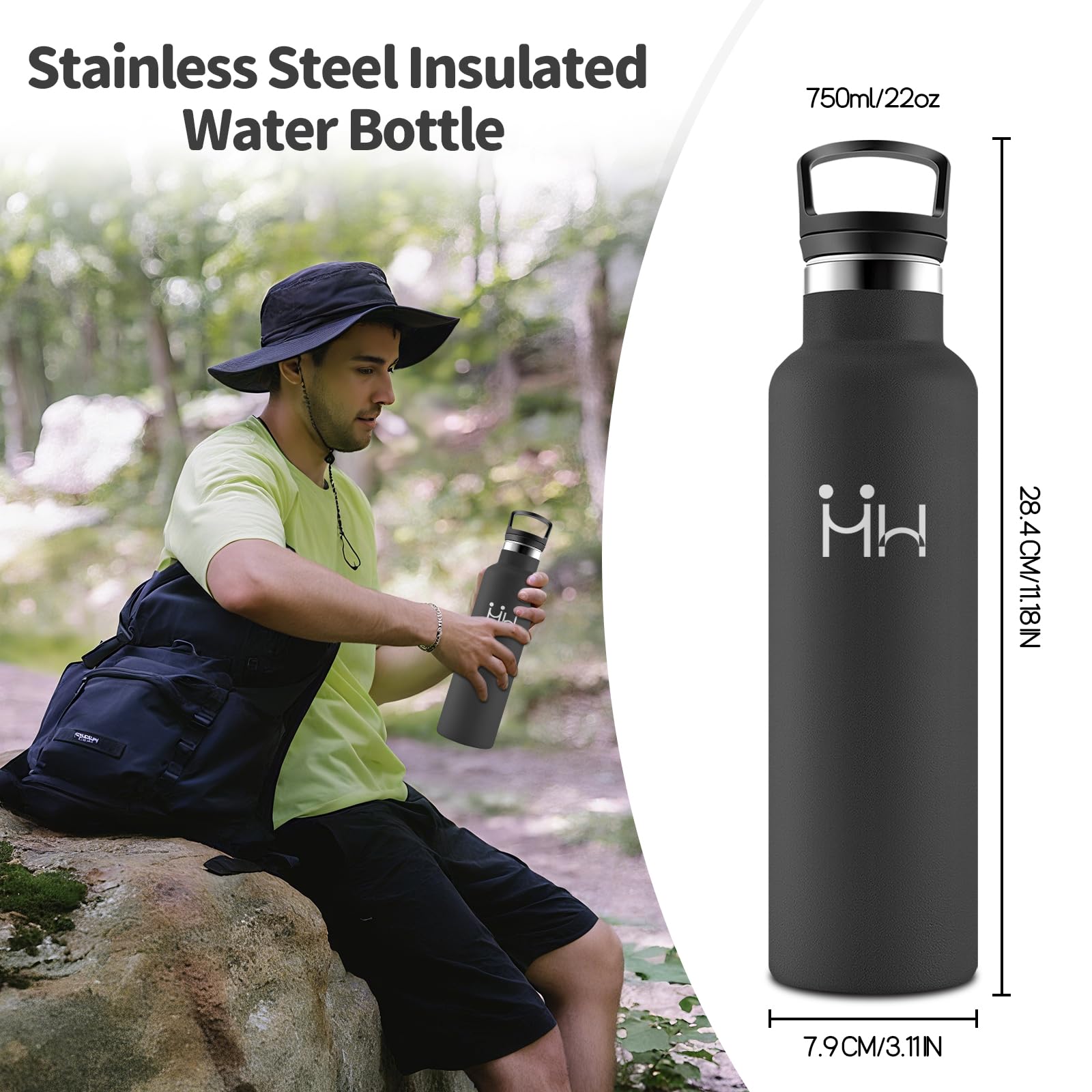 Borraccia Termica 750ML, Senza BPA, Borraccia Termica Con Cannuccia, Acciaio Inossidabile 18/8, Bottiglia Termica A Prova Di Perdite, Borraccia Acciaio Inox Per Scuola, Palestra, Sport, Bici