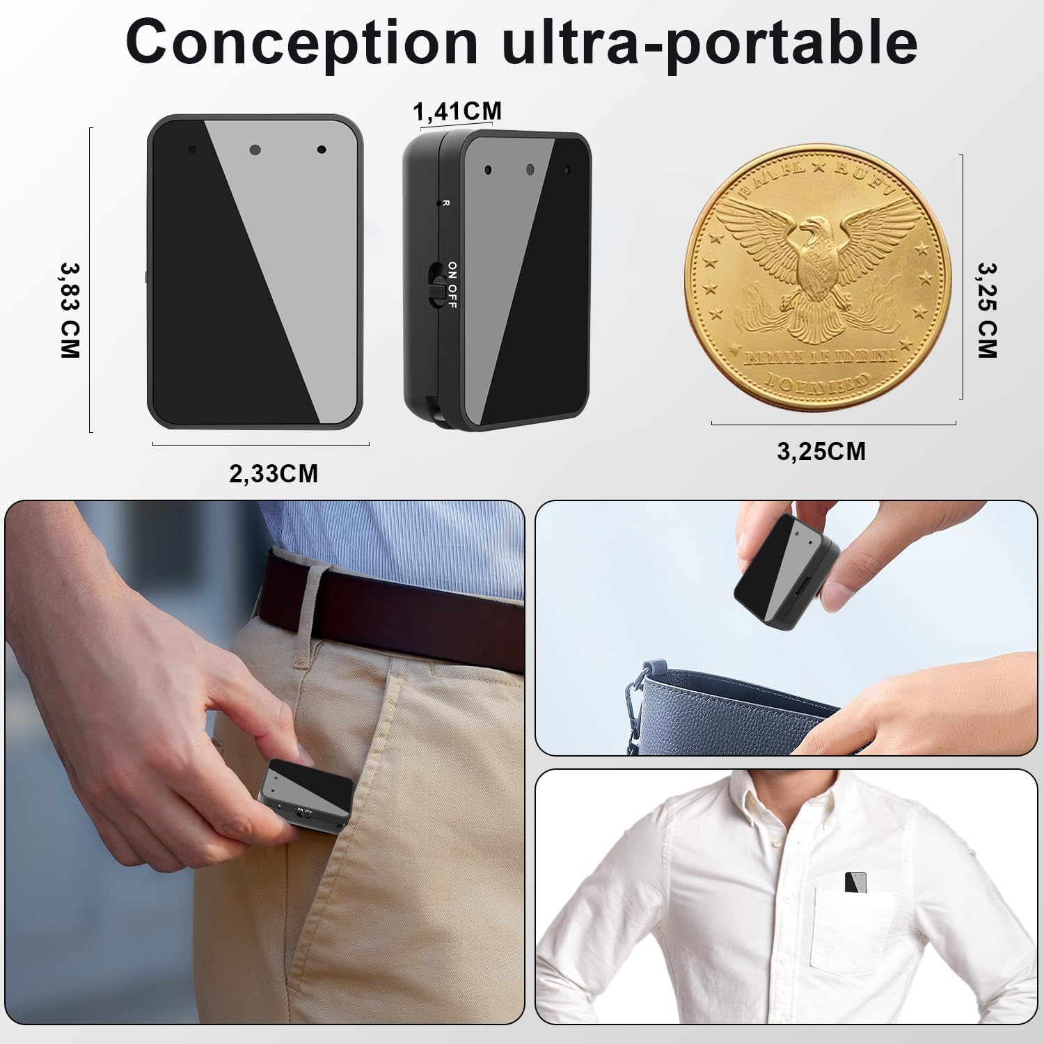 Registratore vocale magnetico 64 GB con riduzione del rumore, porta USB-C ricaricabile per studi, conferenze, riunioni, interviste, registratore audio portatile con auricolari, facile da usare