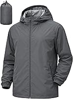Vista 7 de Chaqueta impermeable para hombre, rompevientos, impermeable, para ciclismo, correr, senderismo, con capucha, ligera, plegable