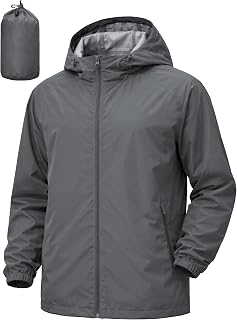UIQUR Mens Raincoat Waterproof Lightweight Rain Jacket