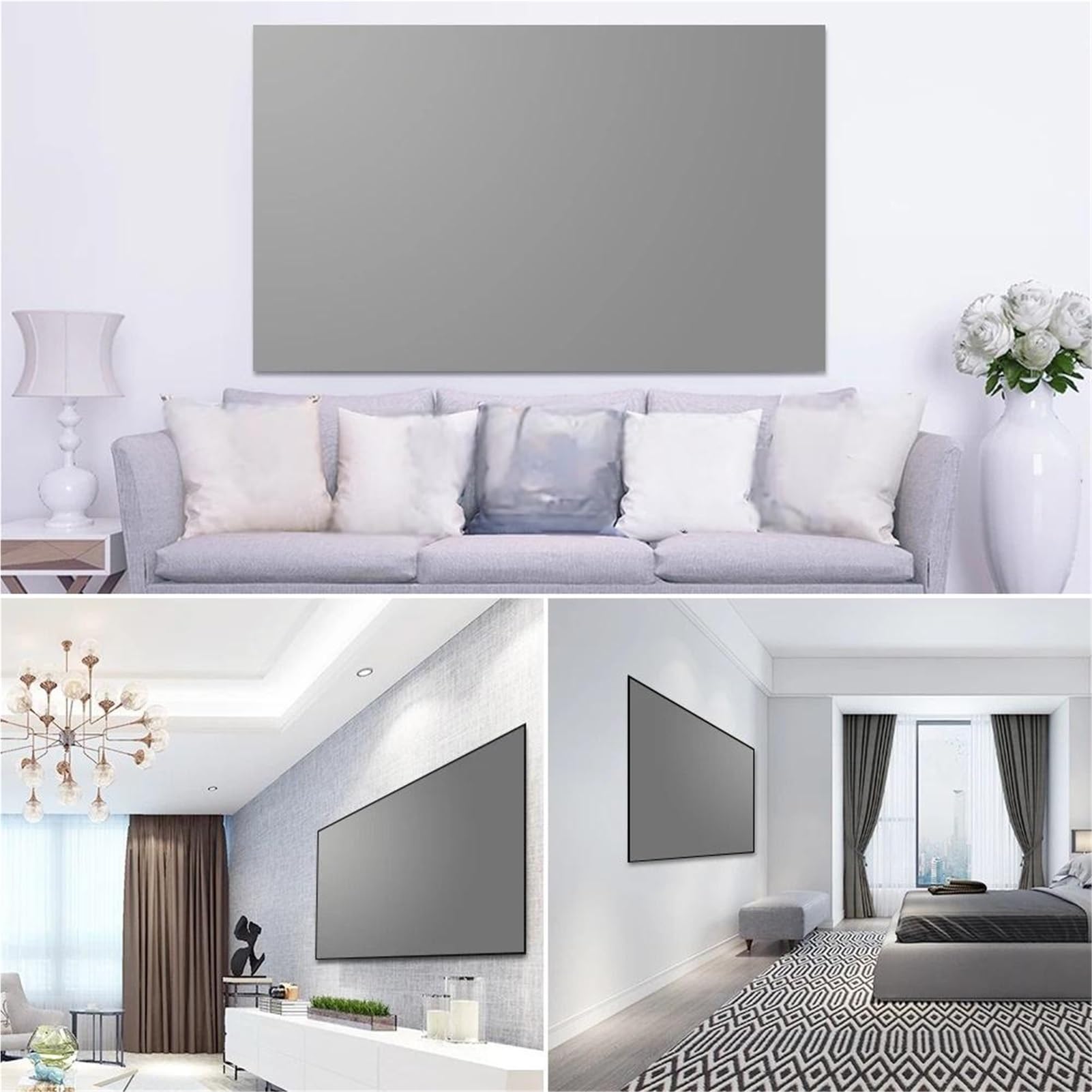Telo proiettore, Schermo Di Proiezione Riflettente Ad Alta Luminosità Da 30-133 Pollici 16:9/4:3 In Tessuto For Proiettore Domestico Uso personale(16:9,120inch)