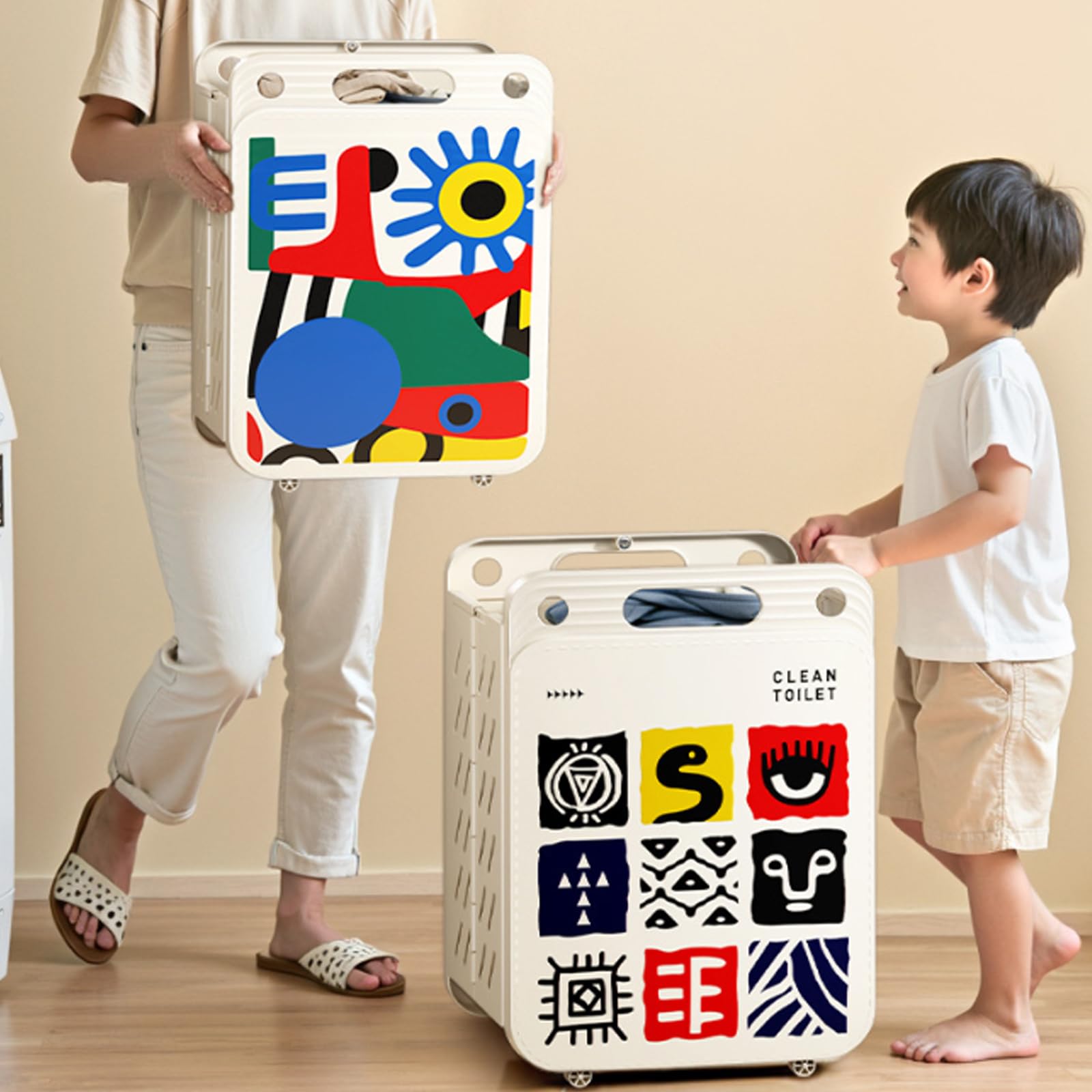 Cesto per vestiti sporchi, design rinforzato, supporta carichi pesanti, ideale per l'organizzazione domestica con ruote