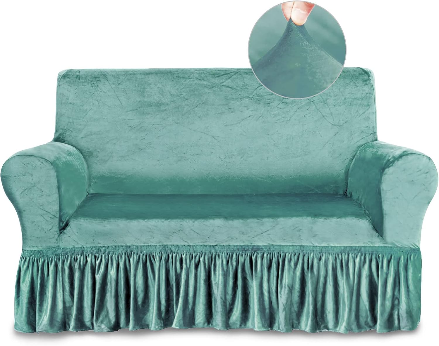 NICEEC Loveseat Cover Super Soft 1Piece Cyan Slipcover for