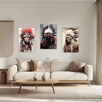 Amazon.co.jp: AWPANERAR ネイティブアメリカンキャンバスウォール