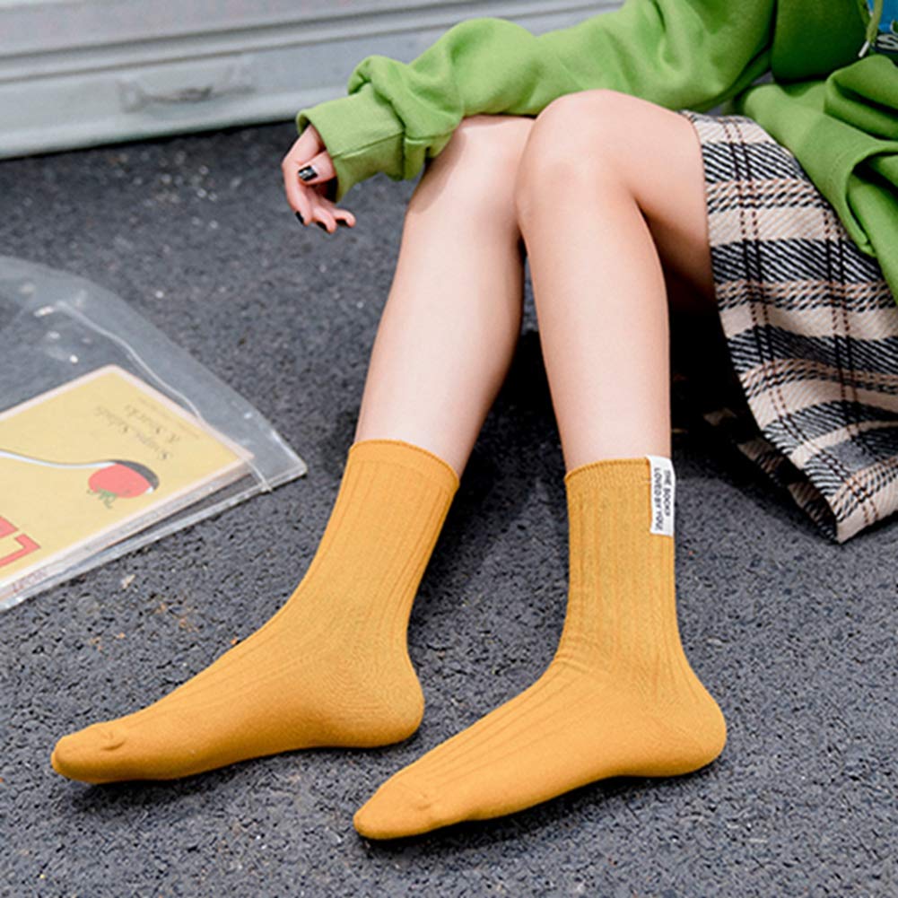 10 pares de calcetines de algodón para mujer, supertranspirables, monocolor, rayas verticales, 10 colores