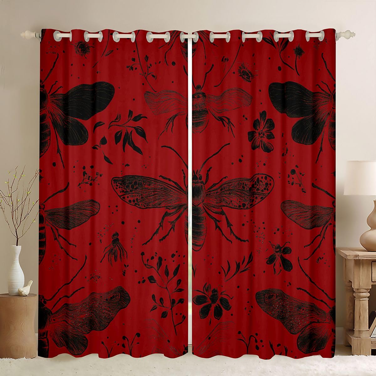 Rideau occultant gothique 117x137 cm bloquant la lumière pour chambre style grunge