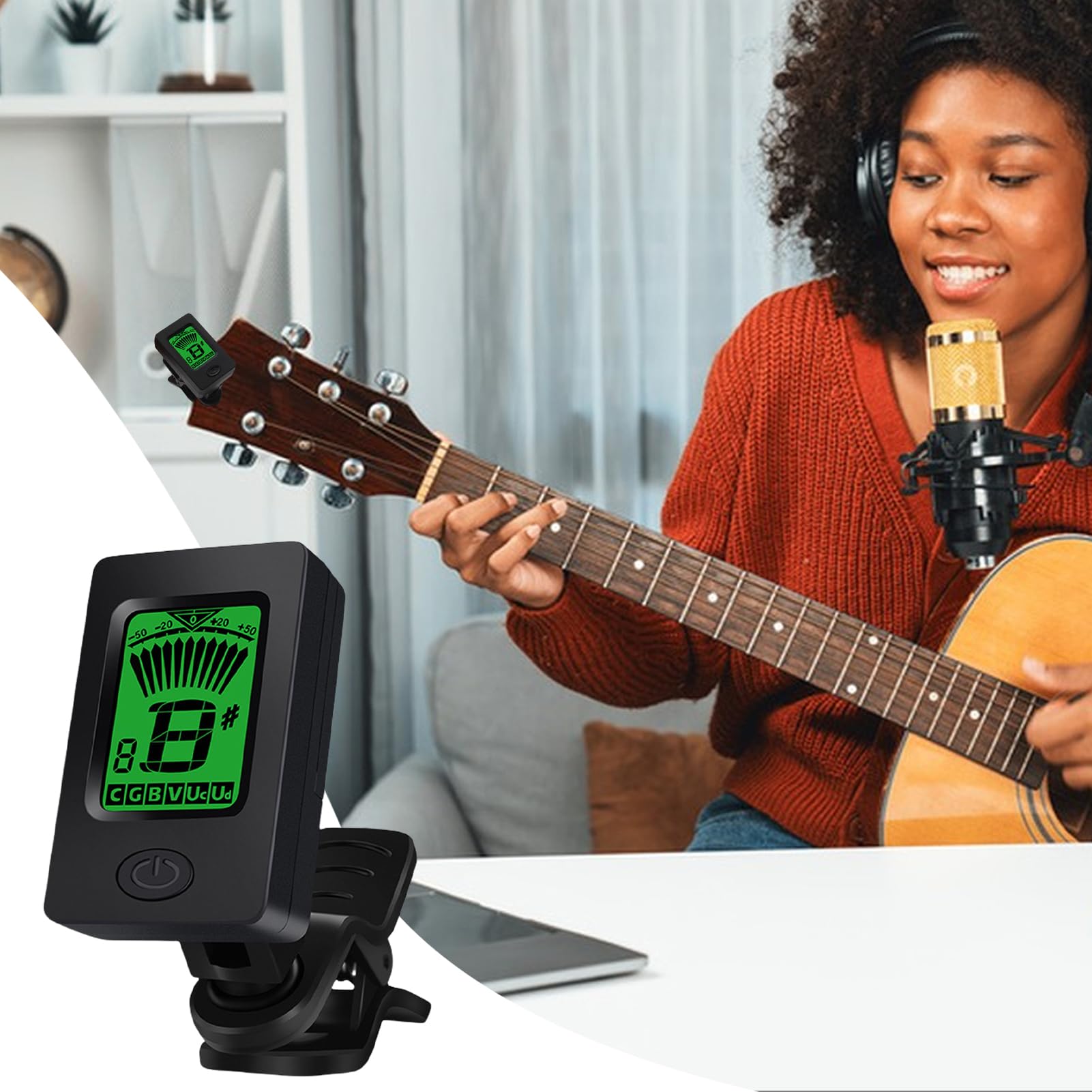 Accordatore a clip chitarra Strumento di accordatura digitale | Accordatore display LCD per chitarra elettrica per violino ukulele strumenti musicali musicisti esecutori principianti