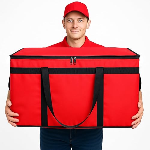 Miniatura 5 de Bodaon Paquete de 2 bolsas grandes aisladas para entrega de alimentos, XXXL para compras de comestiblescateringpizza, bolsa de entrega de viaje