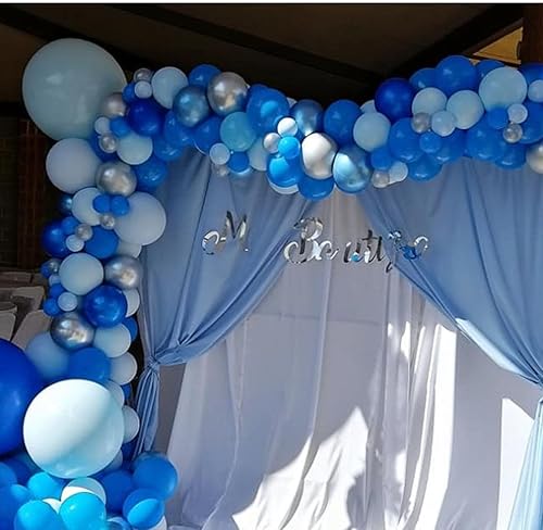 Miniatura 4 de 60 globos azules y blancos, 12 pulgadas, confeti y paquete de fiesta para cumpleaños, boda, baby shower