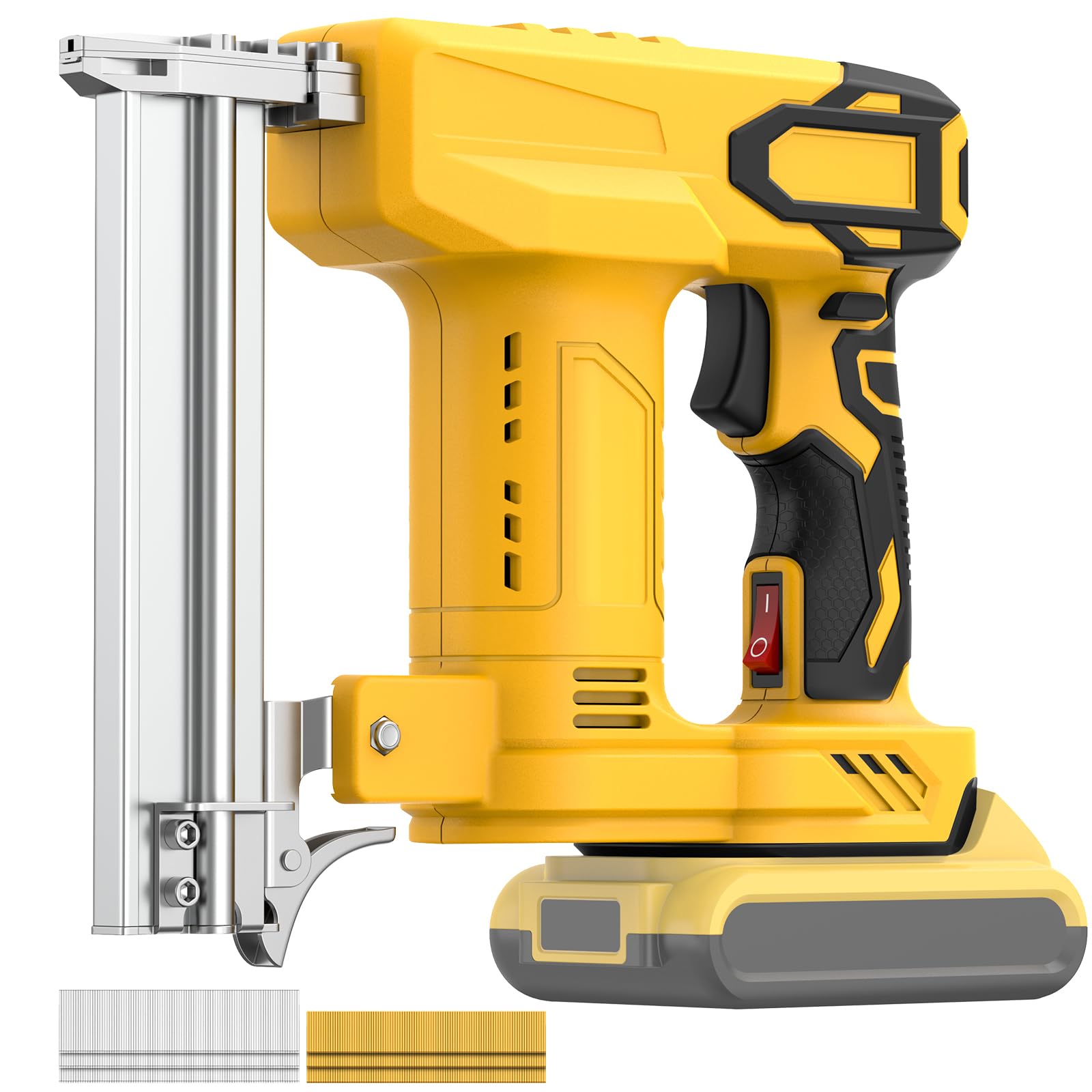 18 Gauge Cordless Brad Nailer for DE Walt 20V Battery (Tool Only), 2 in 1 Nail Gun/Staple Gun with 2000 Nails for Wood, Carpentry and DIY Project, Nailer Gun Drives up to 1-1/4' Nail & 7/8in Staple