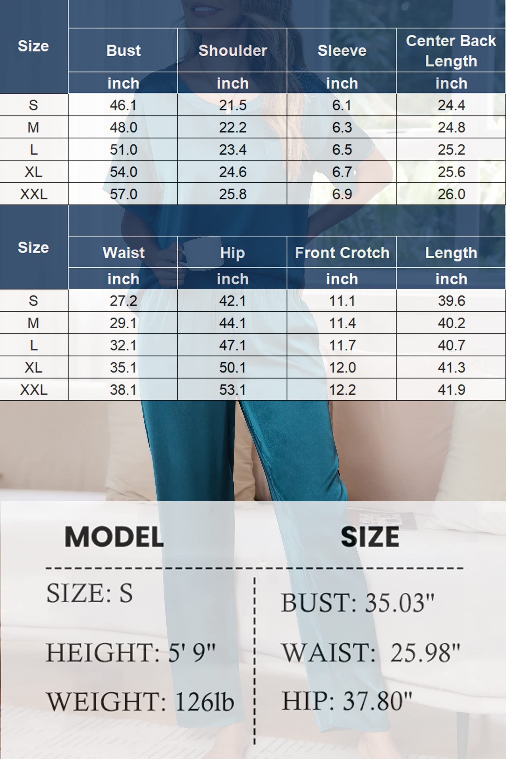 Ekouaer Pyjama Femme Ete Vetement en Satin Pantalon Femme Légère Ensemble Pyjama Manche Courte, S-XXL
