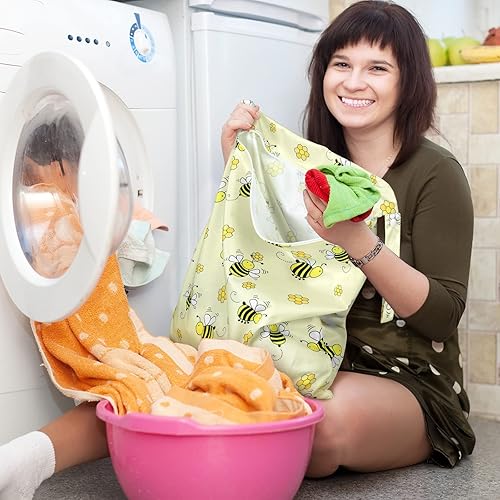 Miniatura 6 de Shappy 2 bolsas grandes de viaje para lavandería, lavable, impermeable, húmeda, seco, bolsa grande para ropa sucia, bolsa de entrenamiento para baño