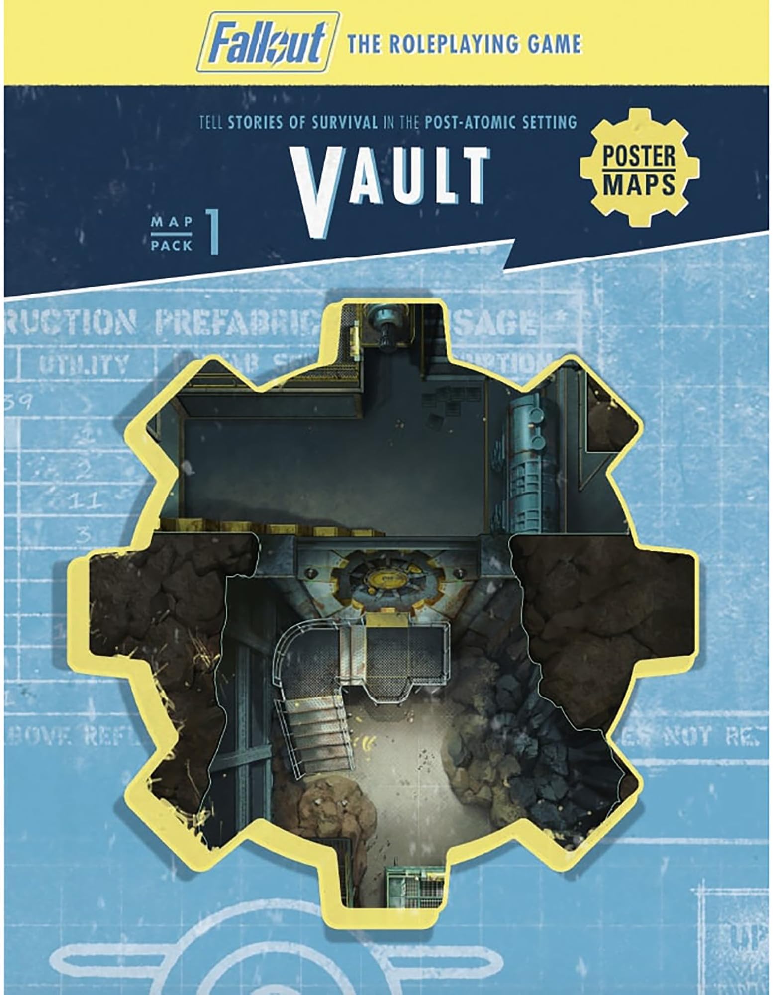 Modiphius Entertainment: Fallout: The Roleplaying Game - Map Pack 1: Vault - RPG Accessory, 32 Page Softcover Booklet & 4 Double-Sided Poster Maps
