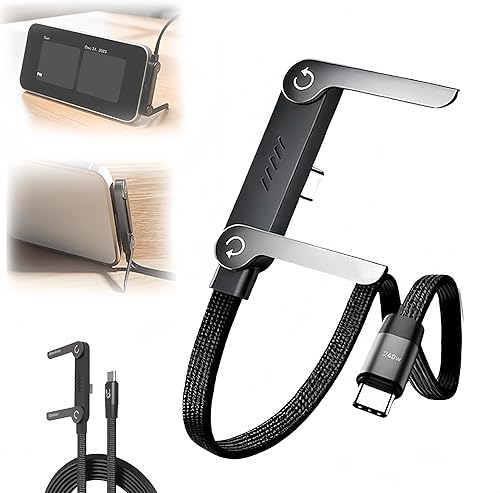 Cable de carga invisible con soporte, actualización 2026 de 240 W, carga súper rápida, cable USB-C plegable, duradero, cargador de teléfono lateral