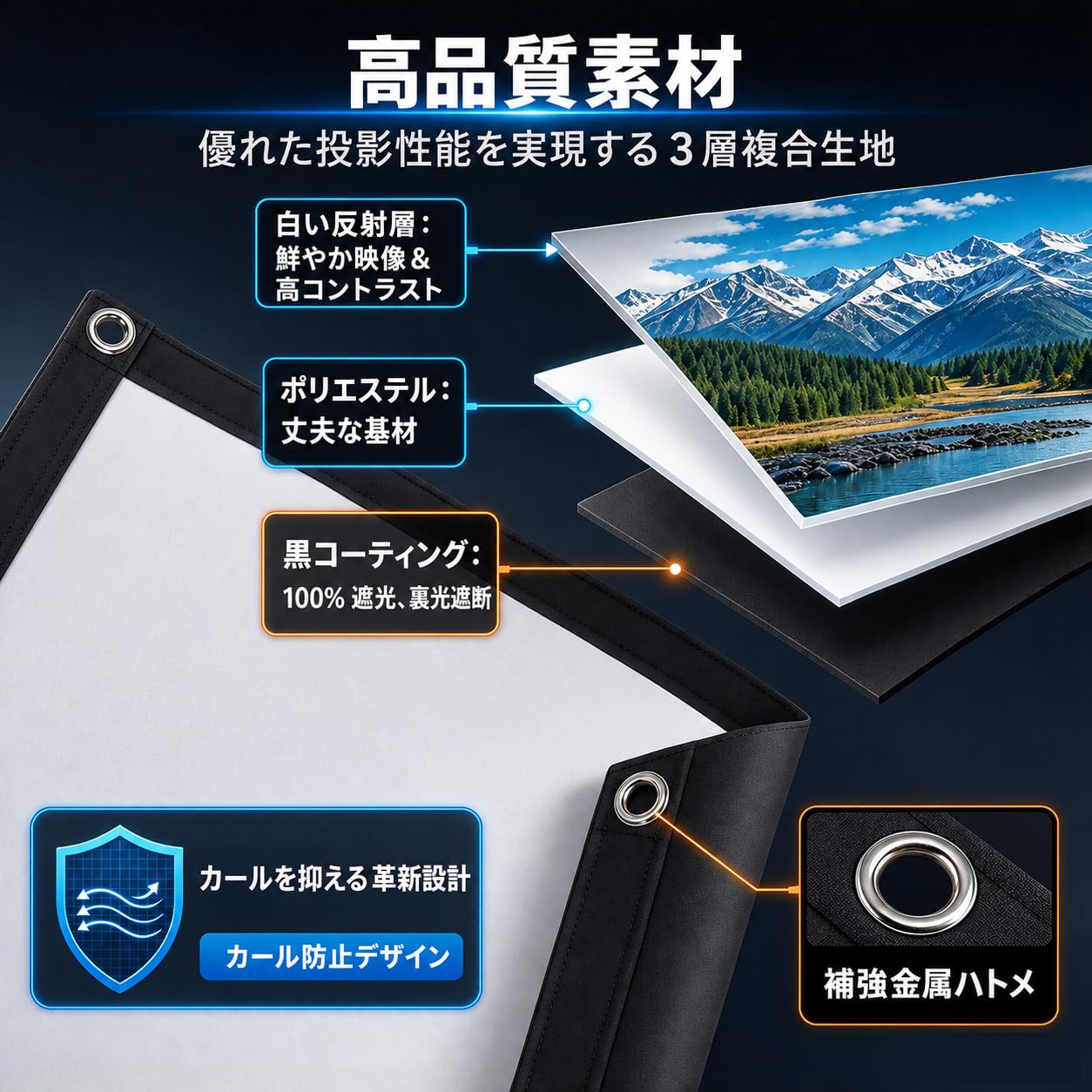 Amazon | 自立式 プロジェクタースクリーン4K対応 16:9 100インチ 三脚