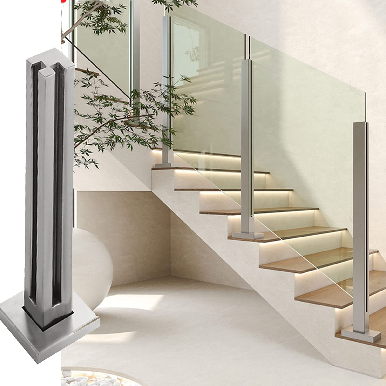 System słupków balustradowych ze stali nierdzewnej 304 – wytrzymałe metalowe kwadratowe tralki i słupek narożny 95 cm do ogrodzeń wewnętrznych i zewnętrznych stylowe rozwiązanie bezpieczeństwa