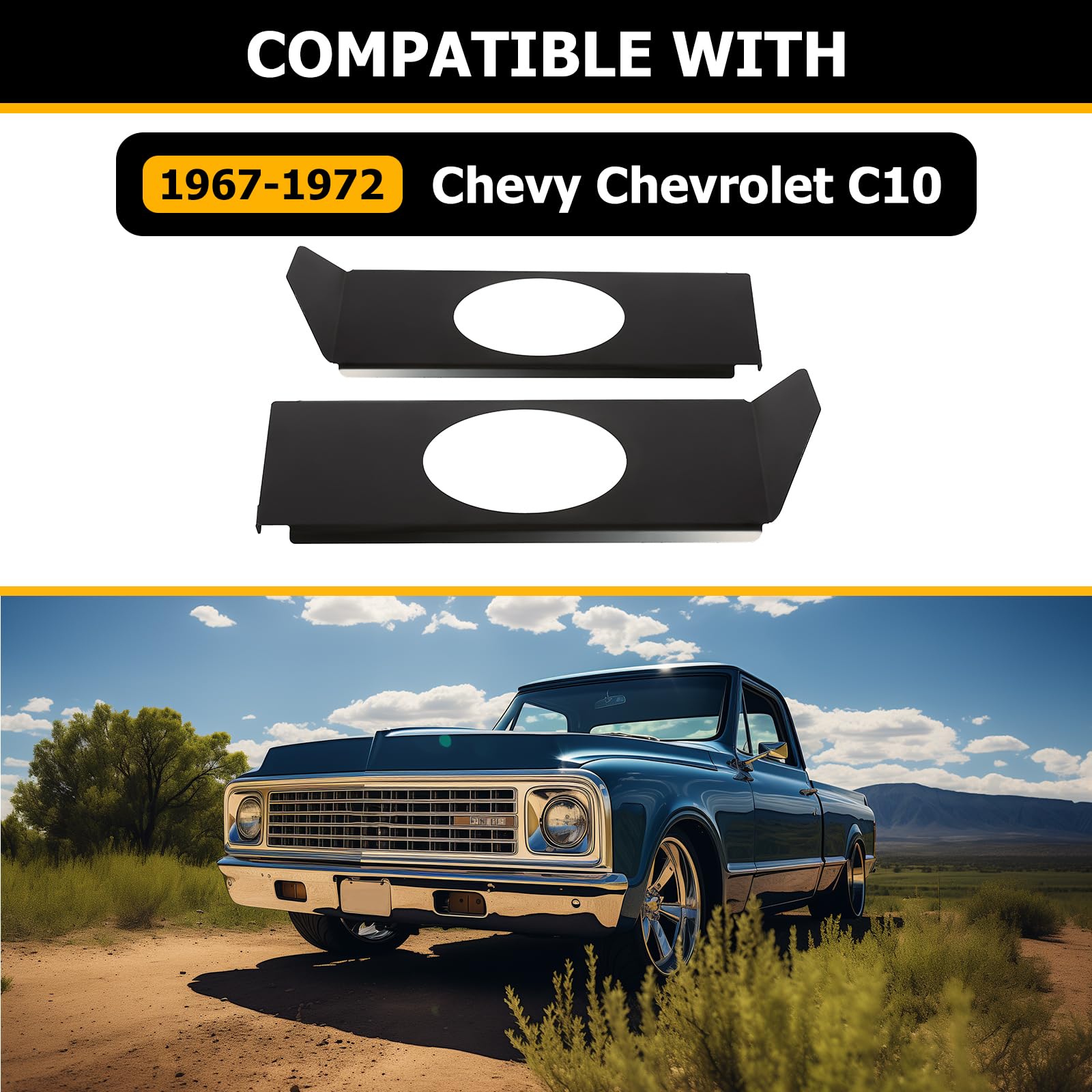 KUAFU Behind Seat Speaker Brackets Compatible with 1967-1972 Chevy Chevrolet C10 Pickup Cab Corner Behind Seat Speaker Brackets for 6x9 Speakers