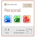 Microsoft 365 Personal | 12-Month Subscription | 1 Person | Premium Office Apps: Word, Excel, PowerPoint and more | 1TB Cloud Storage | Windows Laptop or MacBook Instant Download | Activation Required