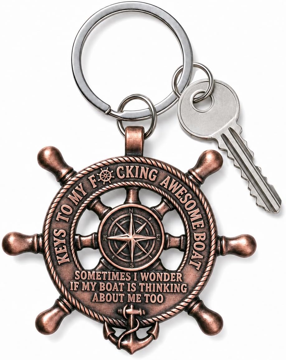 LParkin Nautical Keychain Gifts For Boat Owner Anchor Accessories For Men Husband Grandpa Father Keys to My Awesome Boat