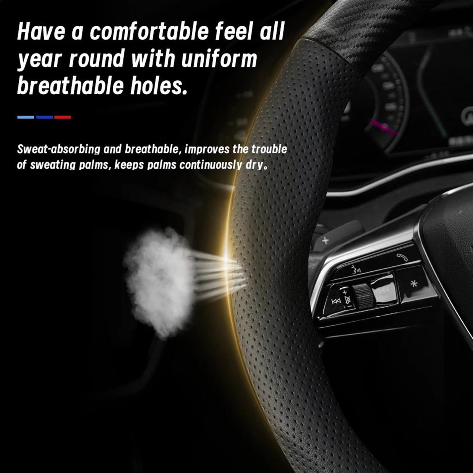 Cubierta Volante Funda De Volante para Jeep para Compass para Wrangler JK JL para Renegade para Grand para Cherokee Cubre Volante Coche(Mocha Carbon L)