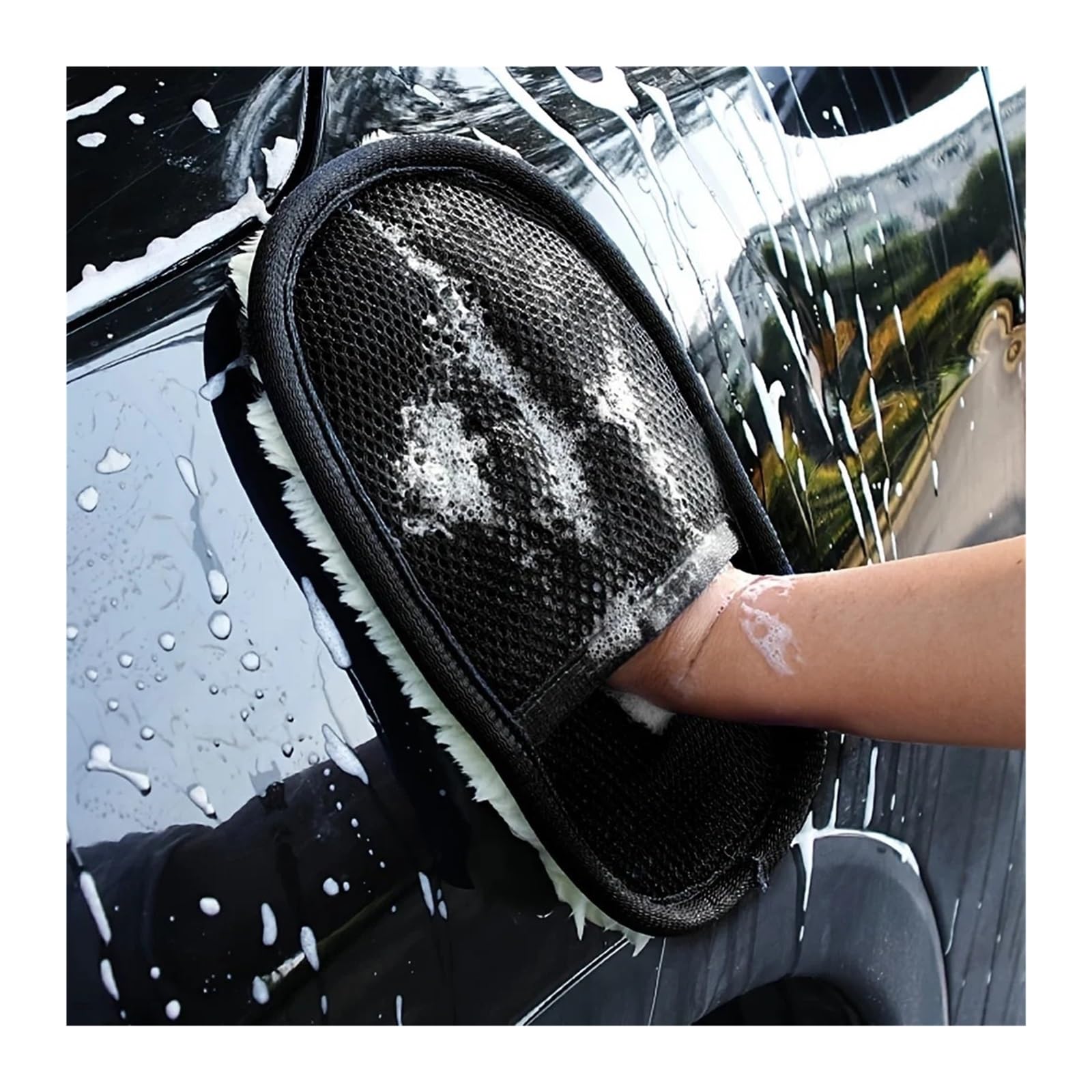 Gants de lavage style voiture avec fonction brosse nettoyage(10pcs)