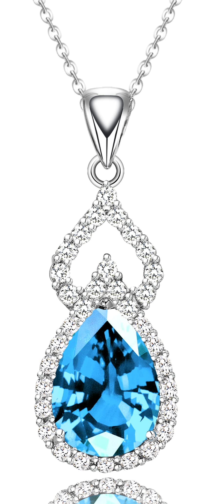 LMXXVJ Necklace Pendant for Women,Teardrop Necklace Birthstone Necklace Pendant Jewelry Anniversary/Birthday Gift for Mom Wife Friend,18" + 2"