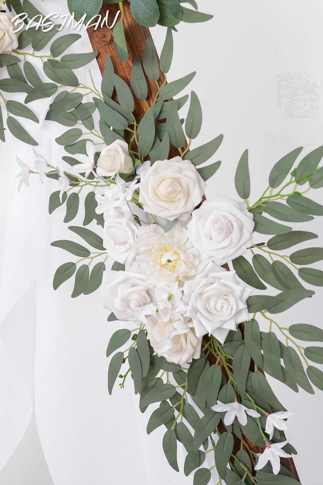 Arche de Fleurs avec Rideaux (Lot de 3) pour cérémonie de Mariage, tonnelle et Toile de Fond de réception, décoration de Mariage, Panneaux de Bienvenue, décoration Florale de fête