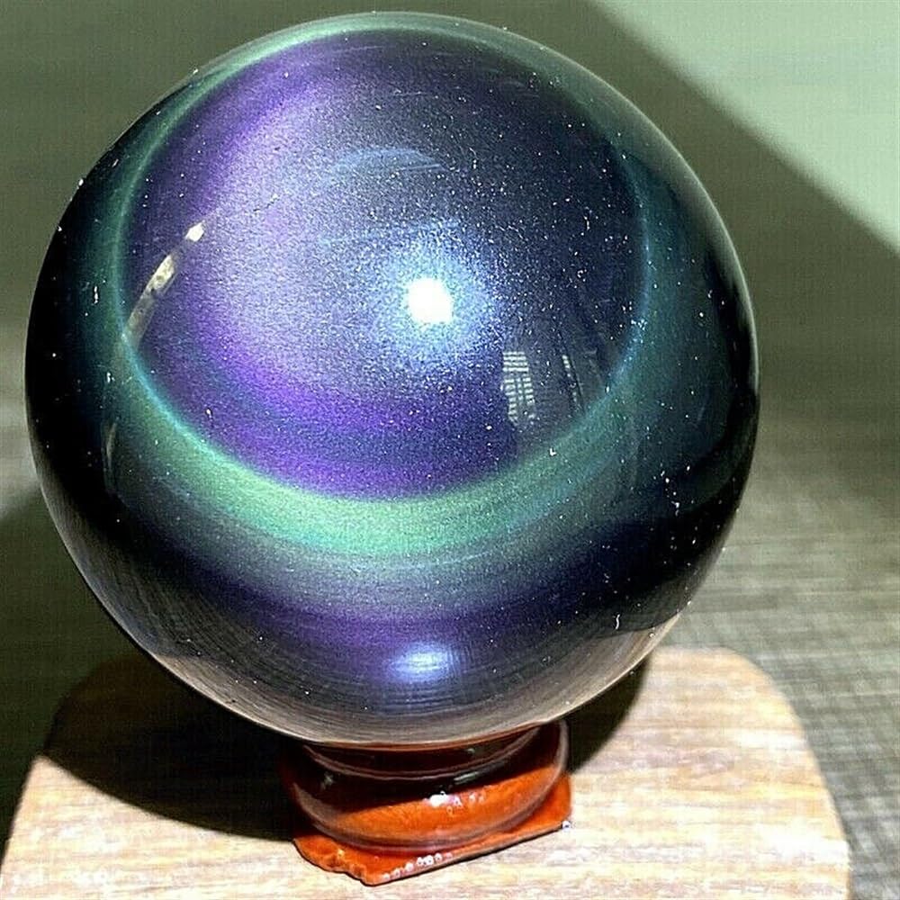 AUOQKQUT Colored Obsidian Crystal Ball Quartz Cat's Eye Ornaments AUOQKQUT
