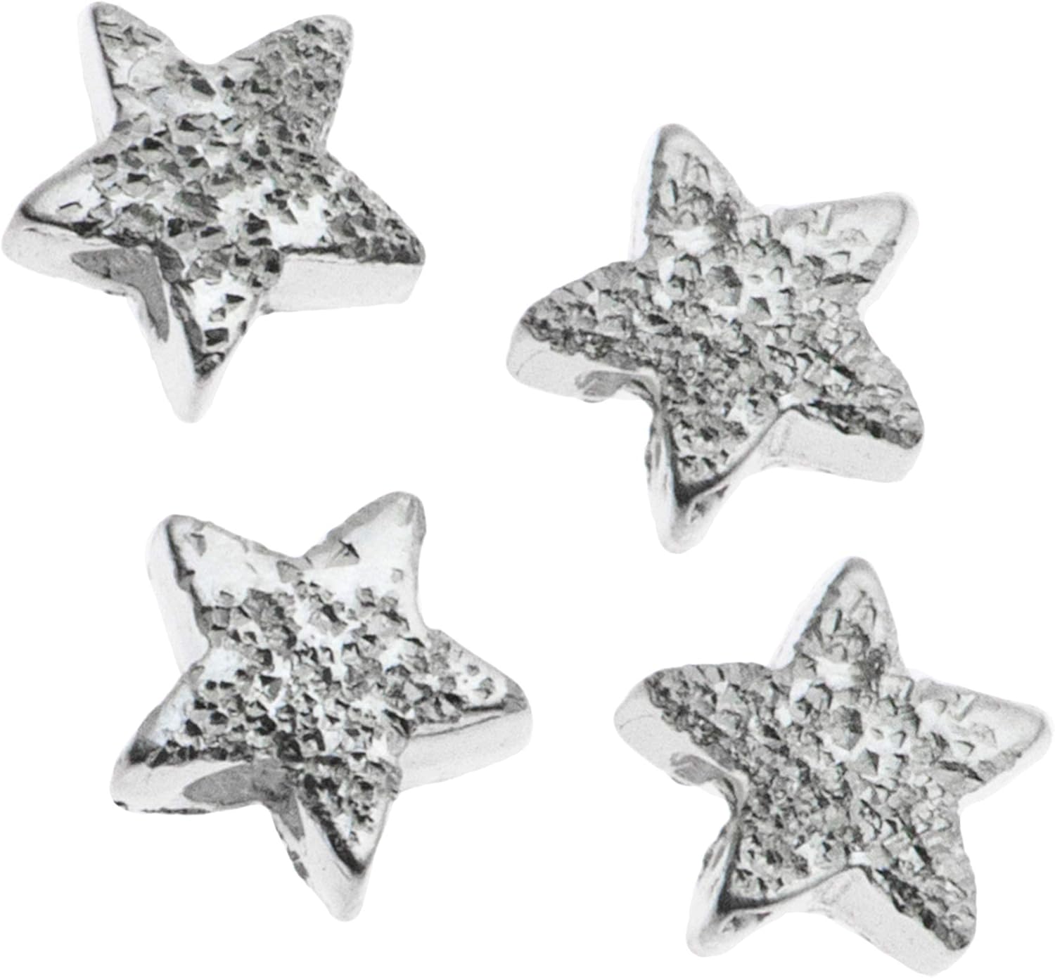 .925 Sterling Silver 5mm Little Plain/Stardust/Satin Stardust Twinkle Star Bead Connector Spacer/Findings/Bright