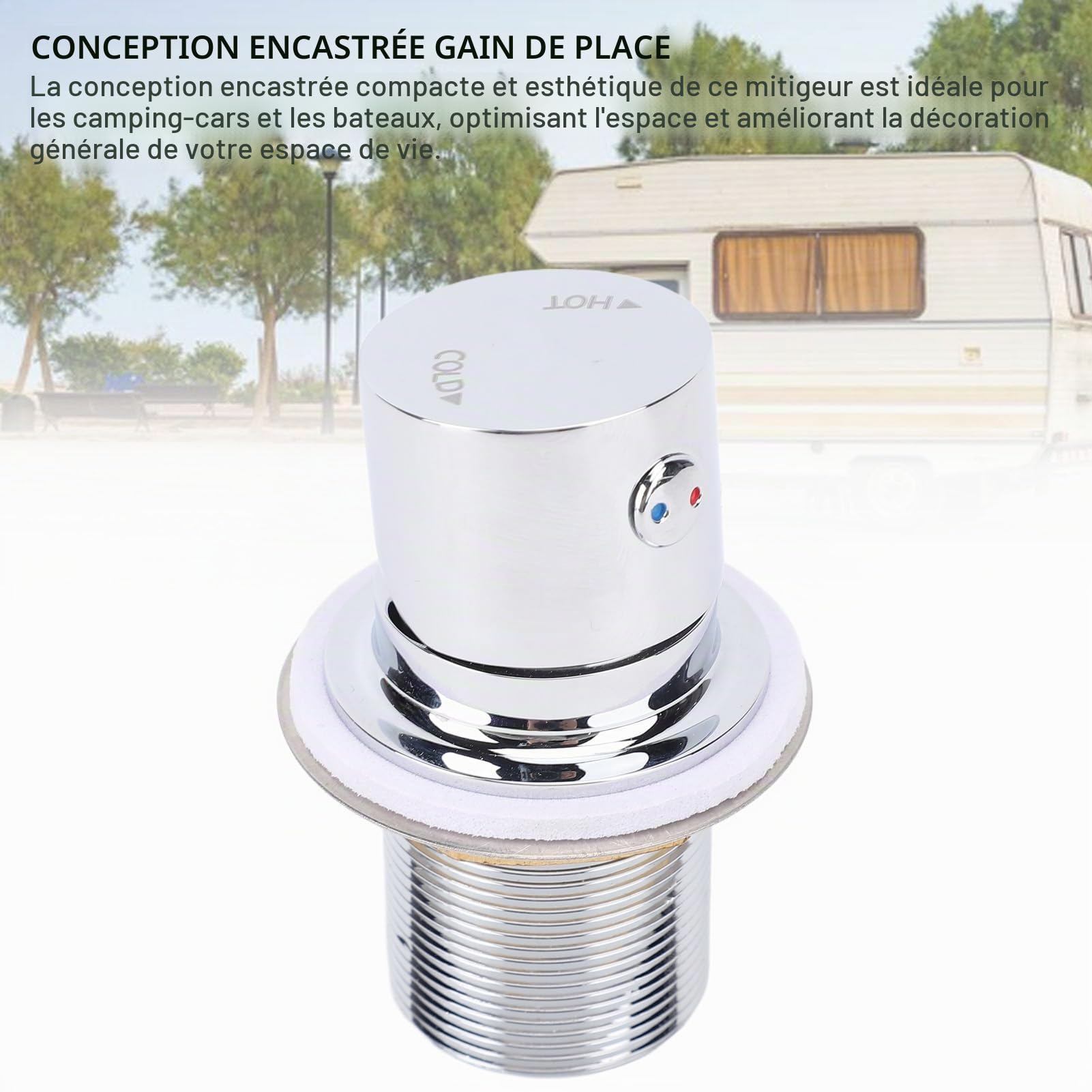 Yctze Robinet de Douche Thermostatique pour Camping-car, Mitigeur d'eau Chaude et Froide, Régulation Précise en Acier Inoxydable, Mitigeur de Douche intégré pour Camping-car, Vanne de Contrôle de