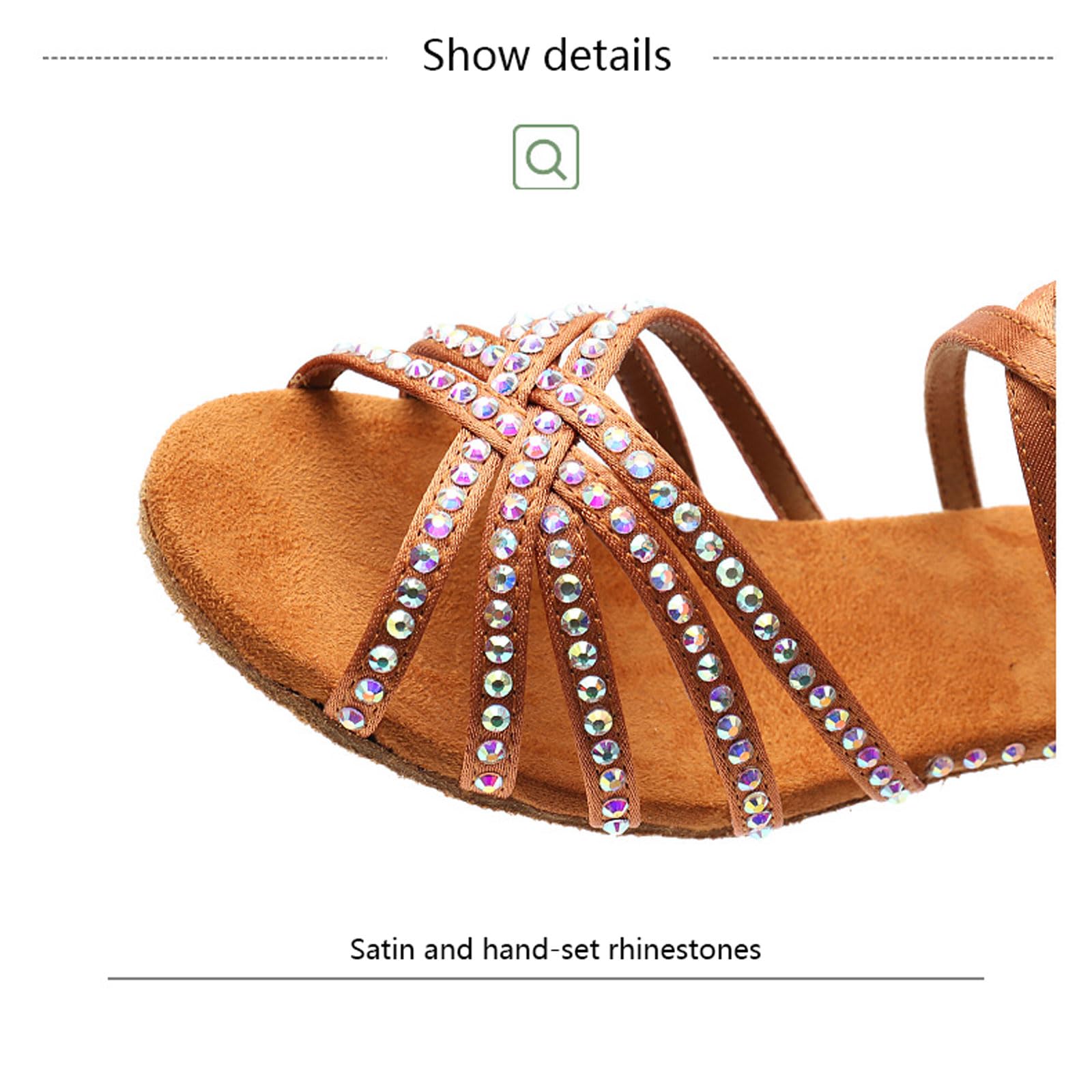 Scarpe da Ballo Latino da Donna Raso,Scarpe da Ballo Donna Bambina,Comodo e Traspirante Scarpe da Festa di Nozze,con Cinturini Incrociati e Strass,per Salsa Tango Moderno Jazz Pratica