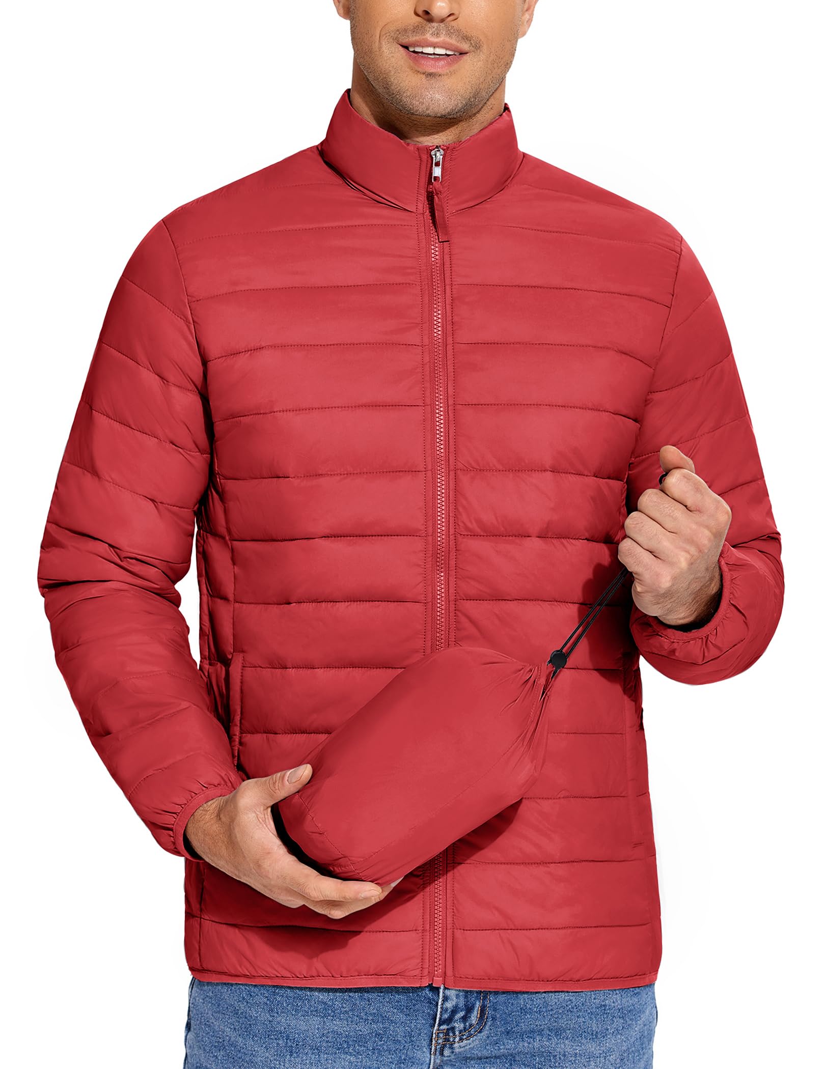 COOFANDY Piumino da uomo ripiegabile leggero, giacca invernale antivento con cerniera