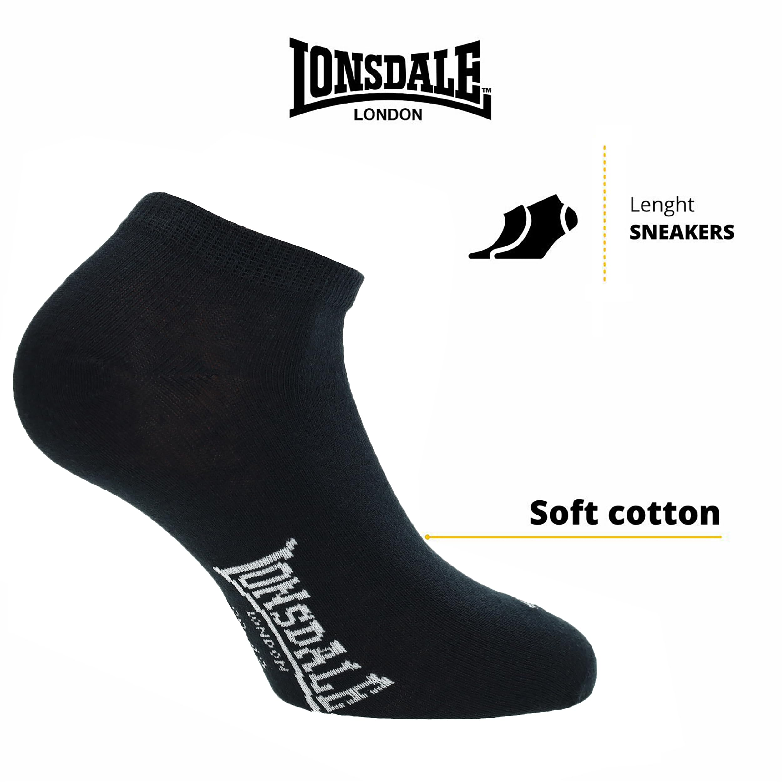 Lonsdale 12 Paia Calzini Corti Uomo Donna - Calzini Sportivi Sneaker - Lunghezza Caviglia - Cotone Traspirante - 4