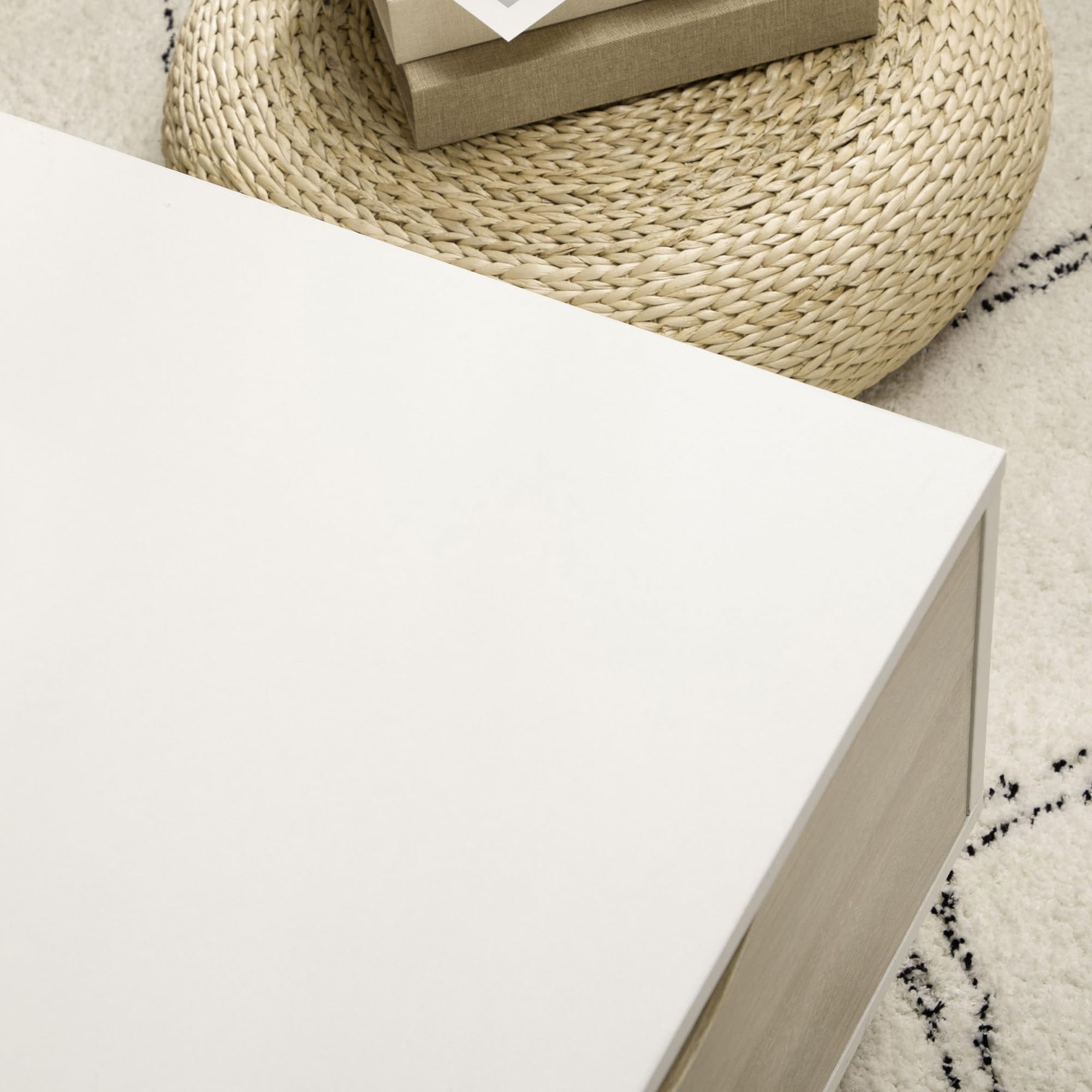 HOMCOM Mesa de Centro Mesa de Salón con 2 Cajones 106x58x39,5 cm Blanco