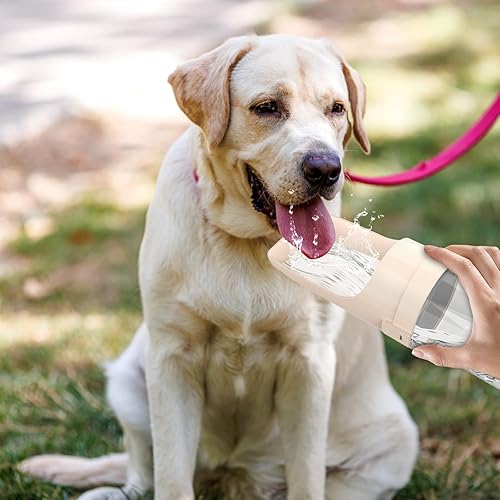 Miniatura 6 de Botella de agua portátil para perros, agua de viaje plegable con recipiente para alimentos, a prueba de fugas y botella de agua ligera para perros,
