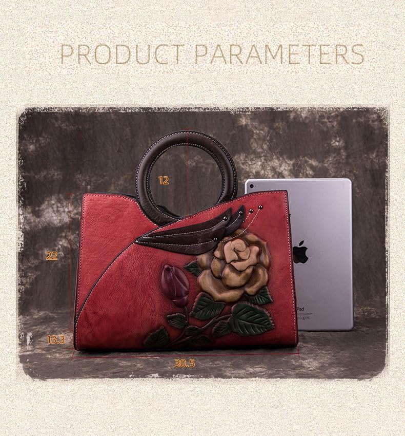 Genuine Leather Shoulder Bag for Women Top Handle Satchel Crossbody Purse Handbag - Image 5