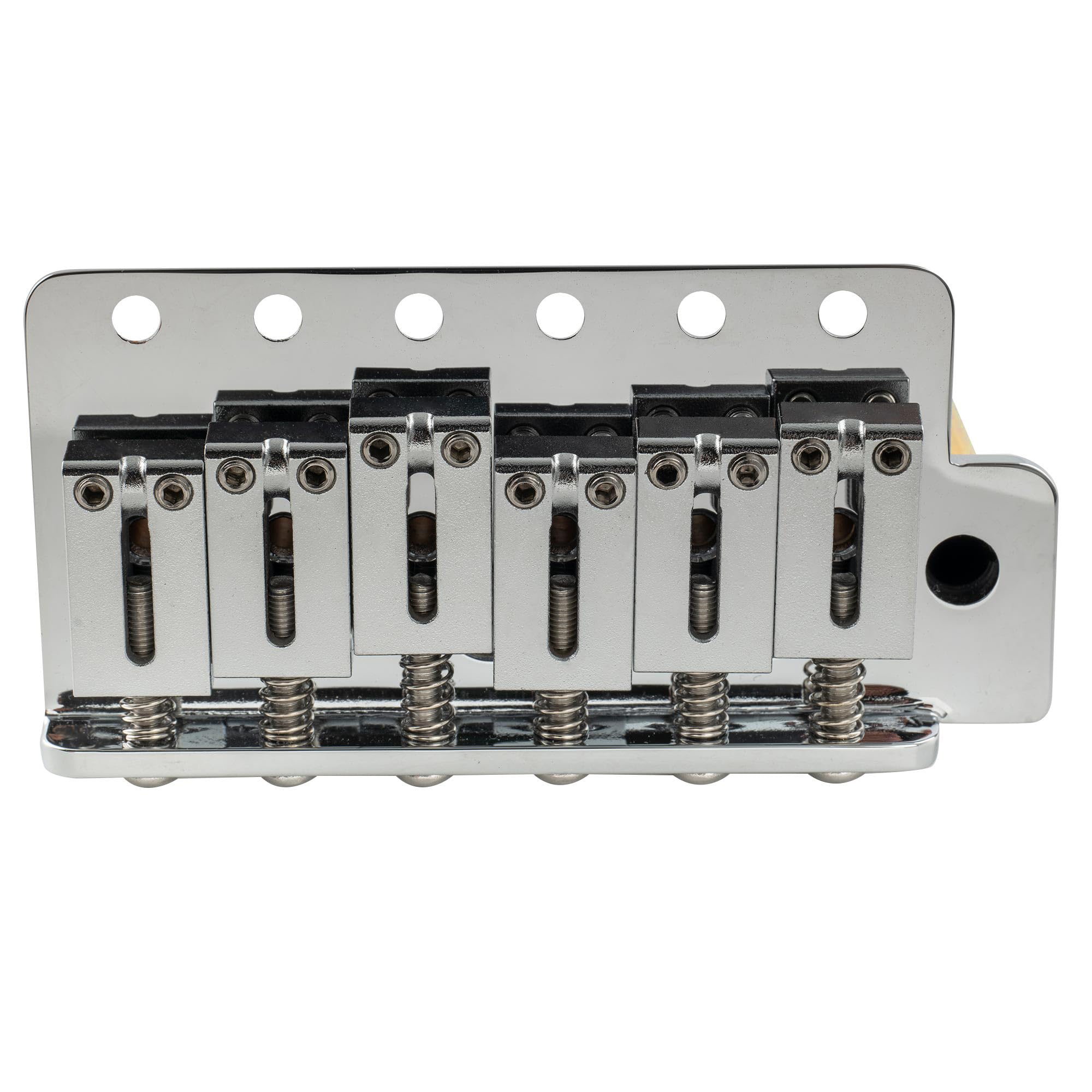 Musiclily Ultra BV019 56mm Vintage 6-Punkt Tremolo Steg Bridge Chrom | Moderne Messing Saitenreiter, 42mm Messingblock, für Strat Style E-Gitarre