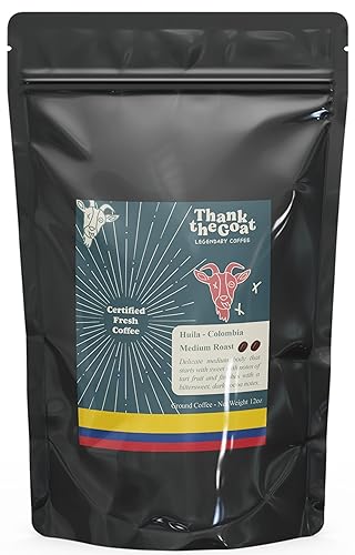 Thank the Goat Made to Order Café molido gourmet, recién tostado, tostado medio de Huila, Colombia, 12 oz.