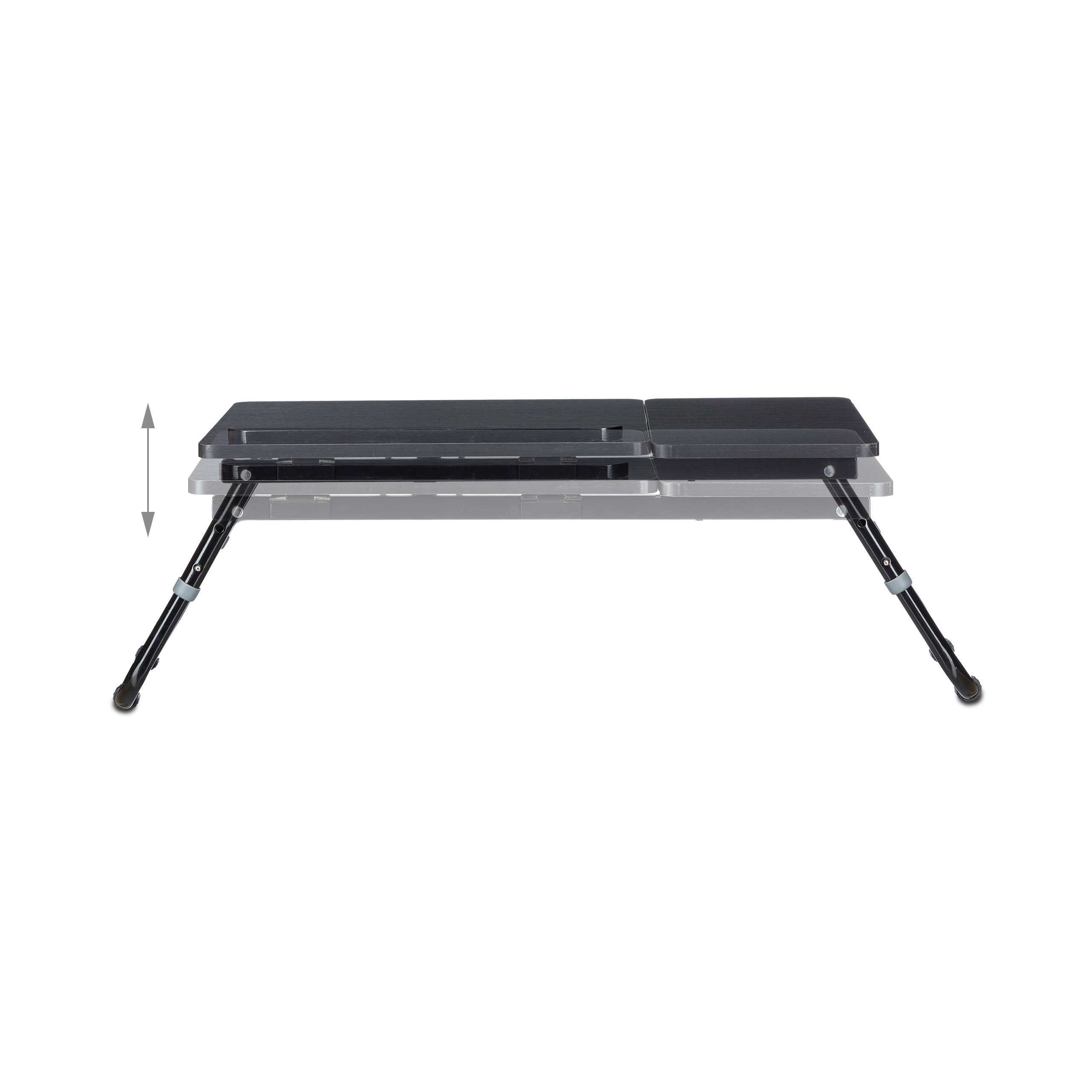 Relaxdays tavolo per laptop, scrivania, tavolino da letto, vassoio da letto, tavolino per notebook, tavolino laterale, laptop WTH 75 cm x 35 cm x 40 cm, legno, nero, con ribalta per lettura, regolabile in altezza, pieghevole