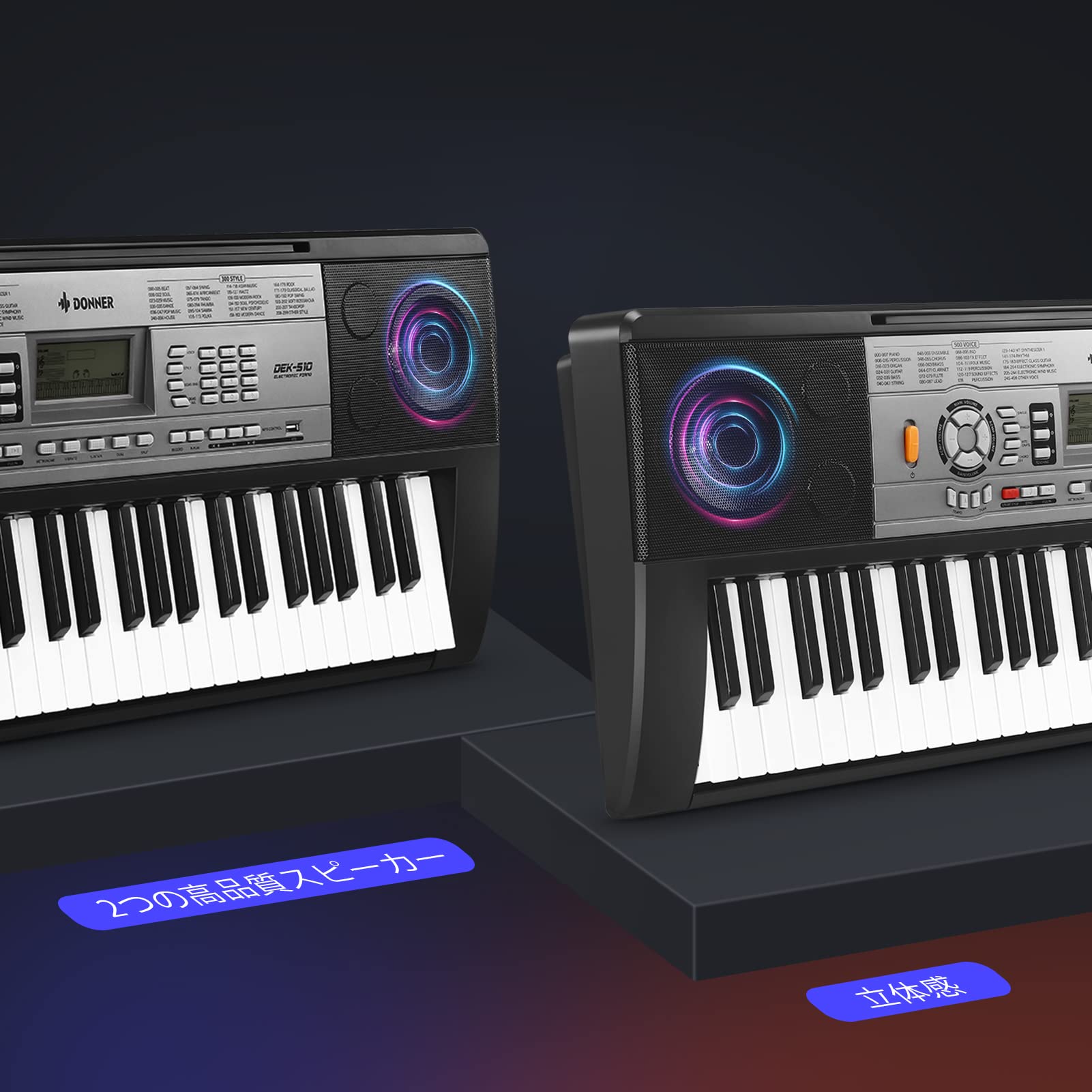 Amazon | Donner 電子キーボード 54鍵盤 500音色 300リズム 40曲内蔵